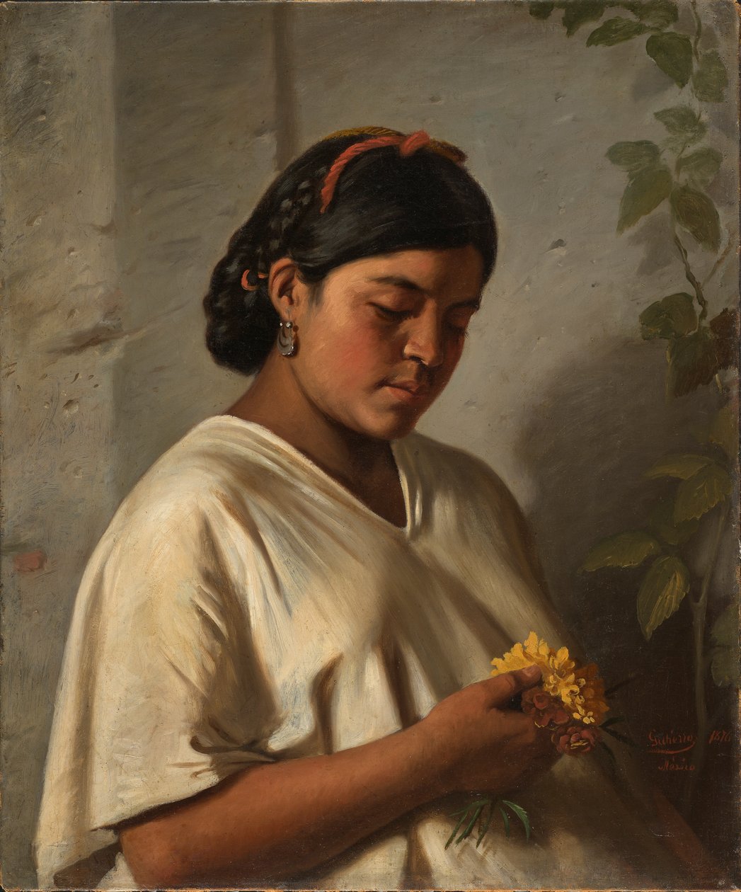 Marigoldlu Hintli Kadın, 1876 by Felipe Santiago Gutierrez