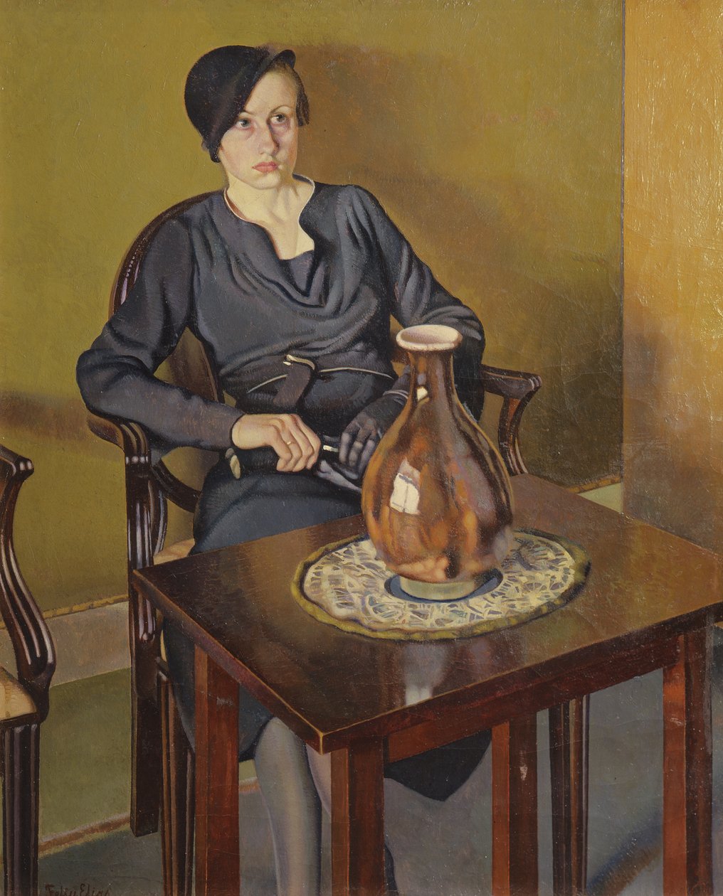 Vazolu Kadın, 1929 dolayları (tuval üzerine yağlı boya) by Feliu Elias Bracons