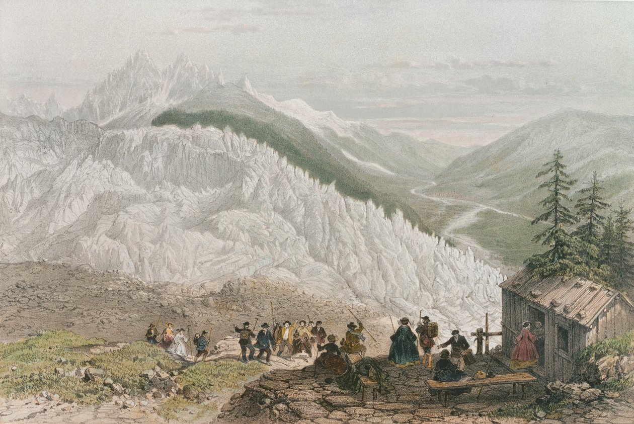 19. yüzyılın ortalarında Adolphe Bayot (1810-66) tarafından oyulmuş Buzul ve Chamonix Vadisi by Felix Benoist