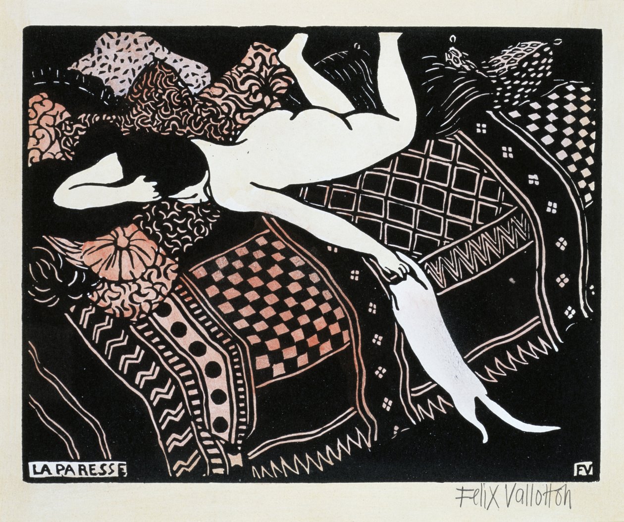 La Paresse, 1896 (kağıt üzerinde tahta) by Felix Edouard Vallotton