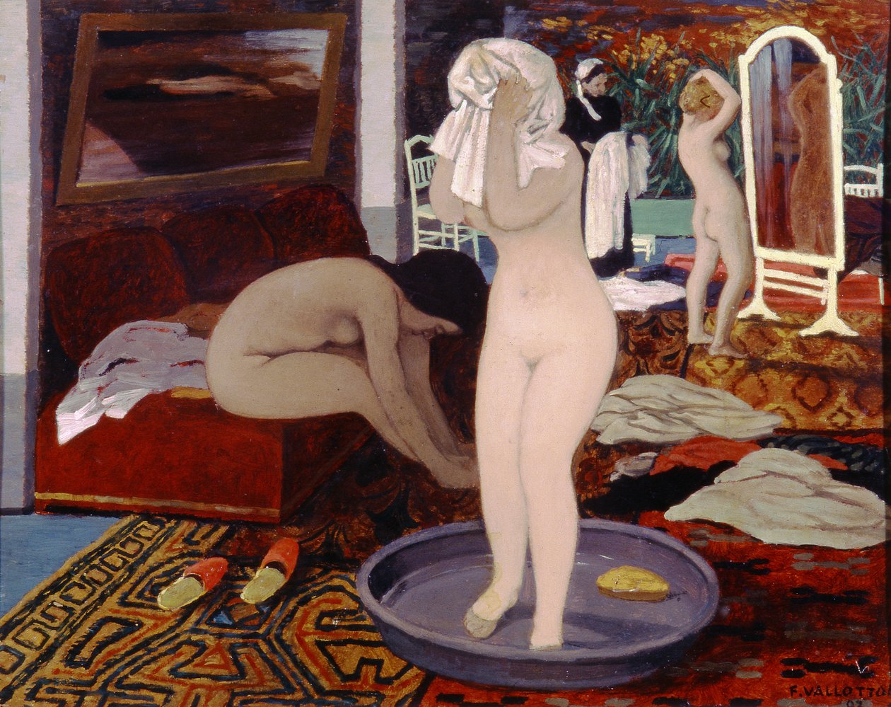 Tuvaletteki Kadınlar, 1897 (karton üzerine yağlı boya) by Felix Edouard Vallotton