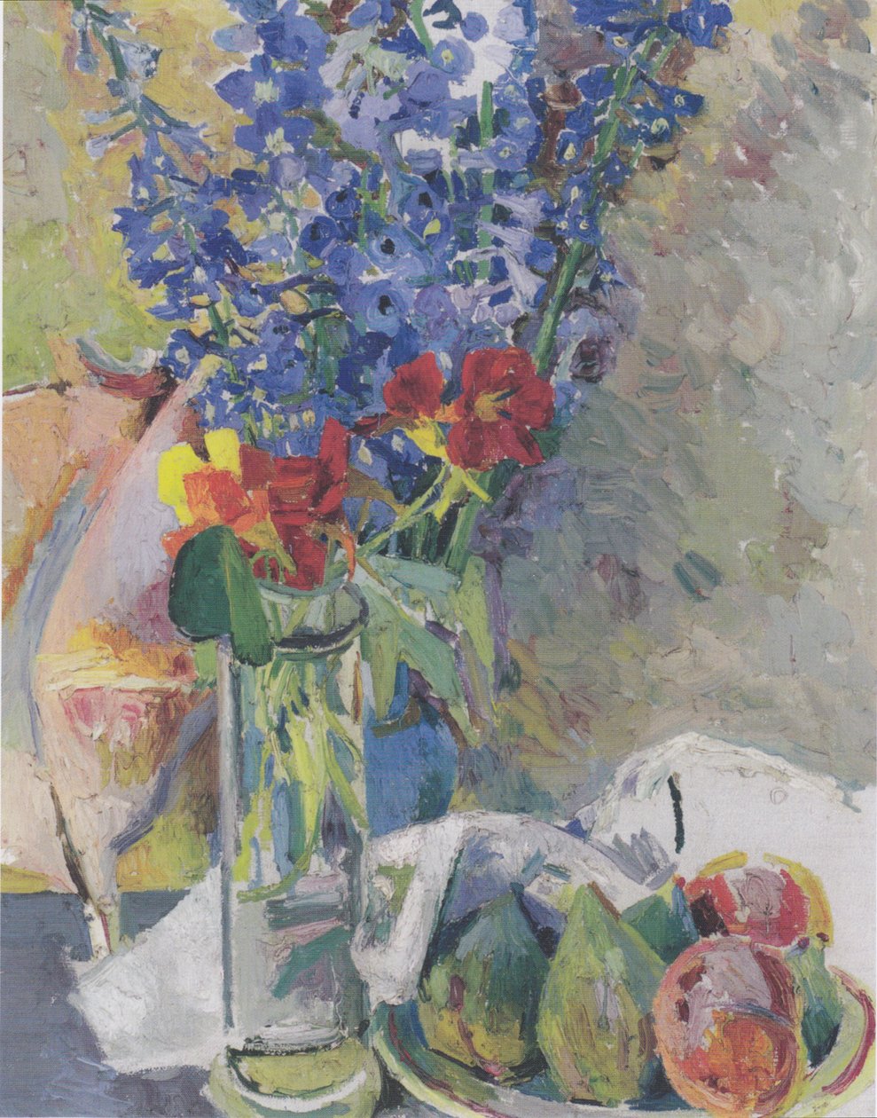 Larkspur ve meyvelerle natürmort by Felix Esterl