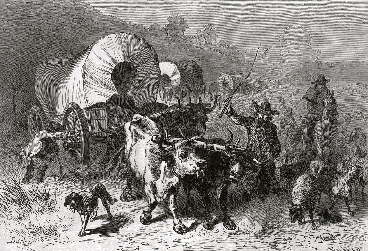 Bobbett tarafından kazınmış Batı Ülkesine Göç by Felix Octavius Carr Darley