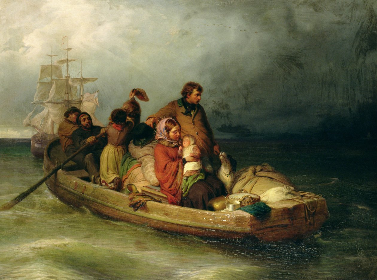 Gemideki göçmen yolcular, 1851 by Felix Schlesinger