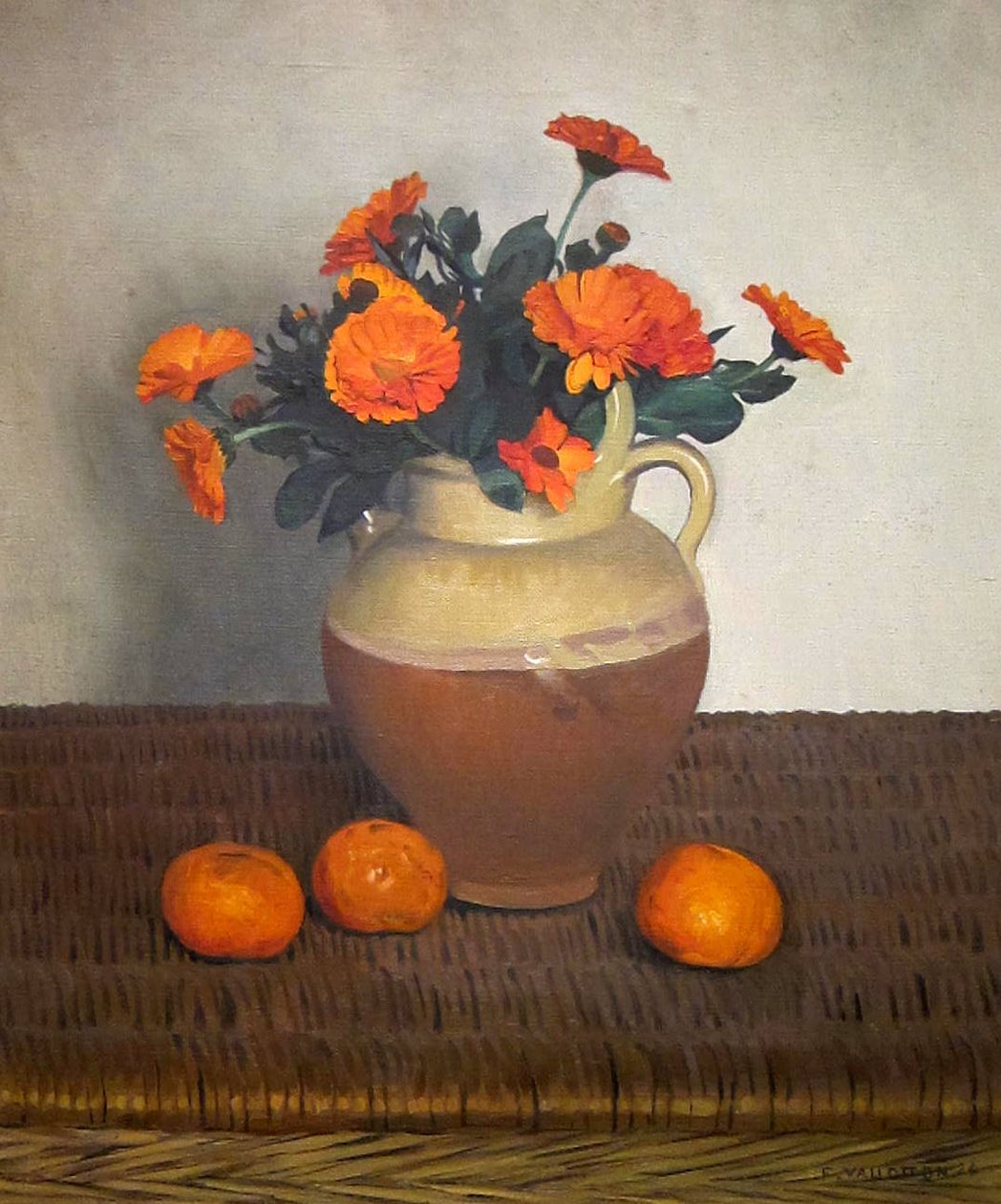 kadife çiçeği ve mandalina by Felix Edouard Vallotton