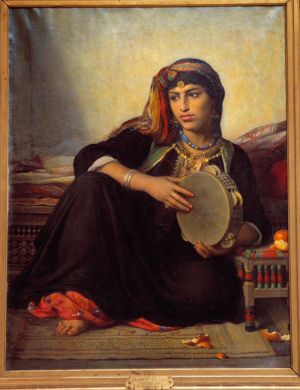 tef çalan bir adam. Auguste Felix Clement tarafından yapılan boyama by Felix Auguste Clement