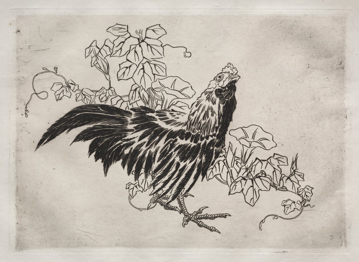 Akşam Yemeği Servisi (Rousseau servisi): Horoz ve sabah zaferleri (no. 25) by Felix Bracquemond