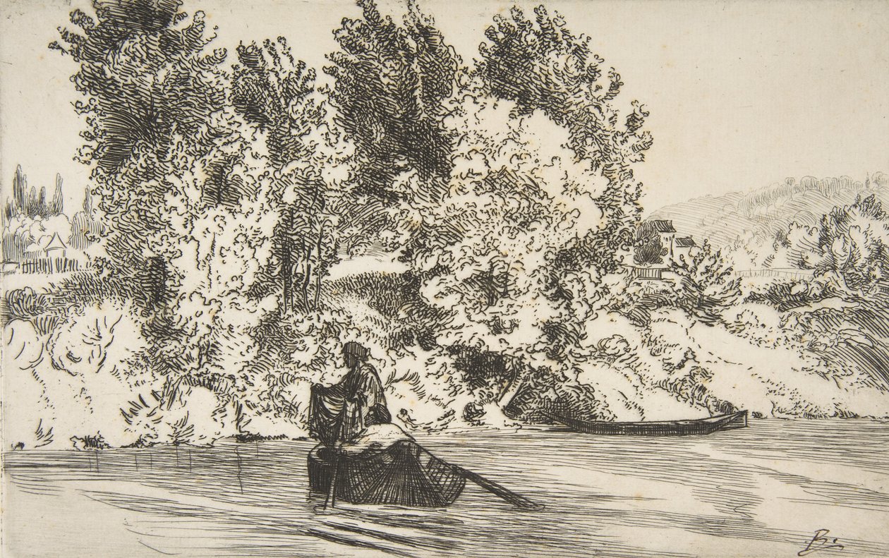 Ağlı balıkçı, 1868. by Felix Bracquemond