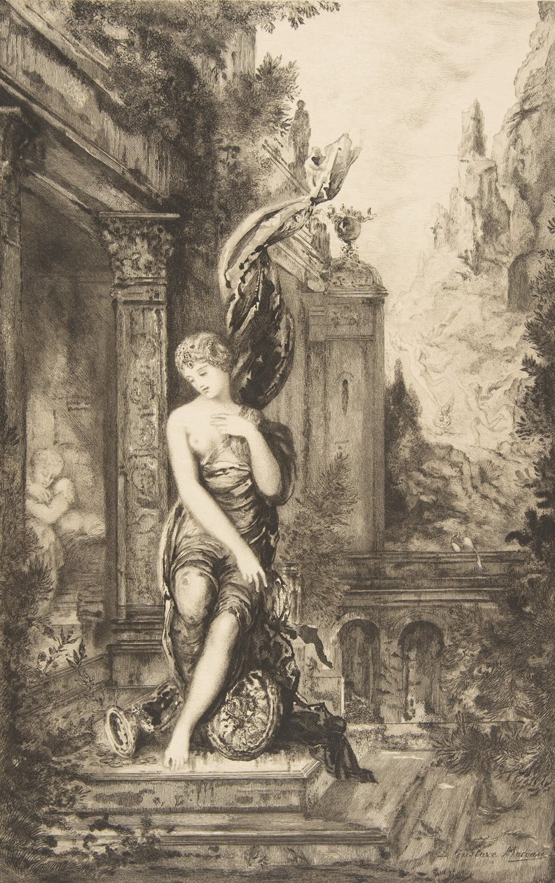 Servetin Peşinden Koşan ve Yatağında Onu Bekleyen Adam, 1886. by Felix Bracquemond