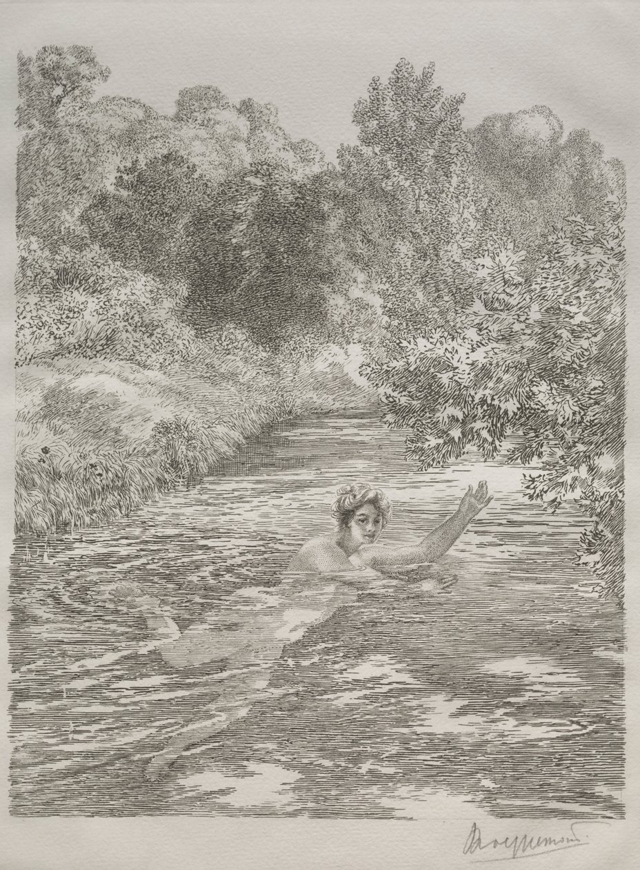 Yüzücü, c. 1860-70. by Felix Bracquemond