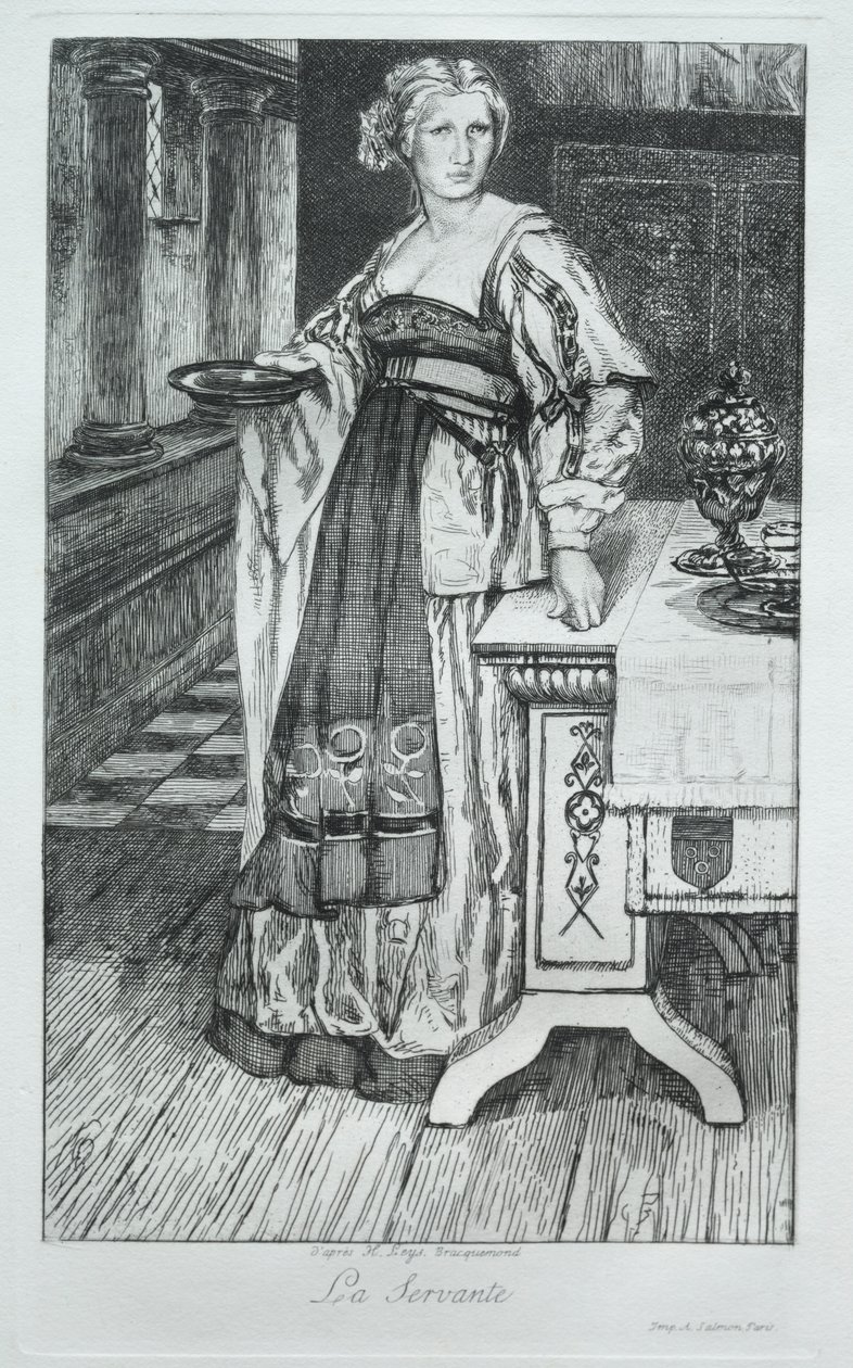 Hizmetçi, H. Leys'den sonra by Felix Bracquemond