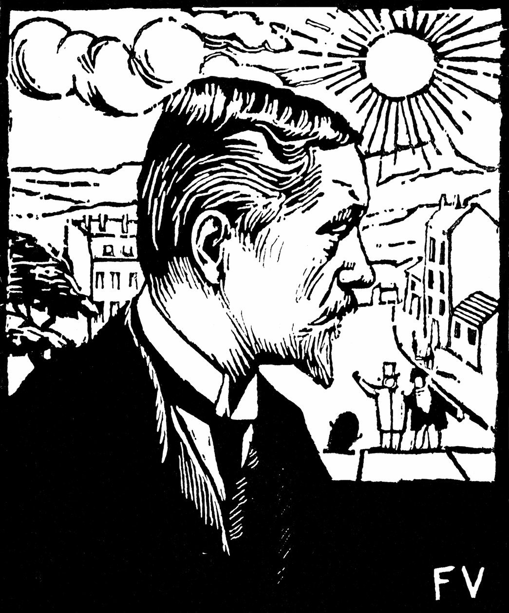 Otoportre. Felix Edouard Vallotton (1865-1925), 1890 dolaylarında gravür. Özel koleksiyon. by Felix Edouard Vallotton