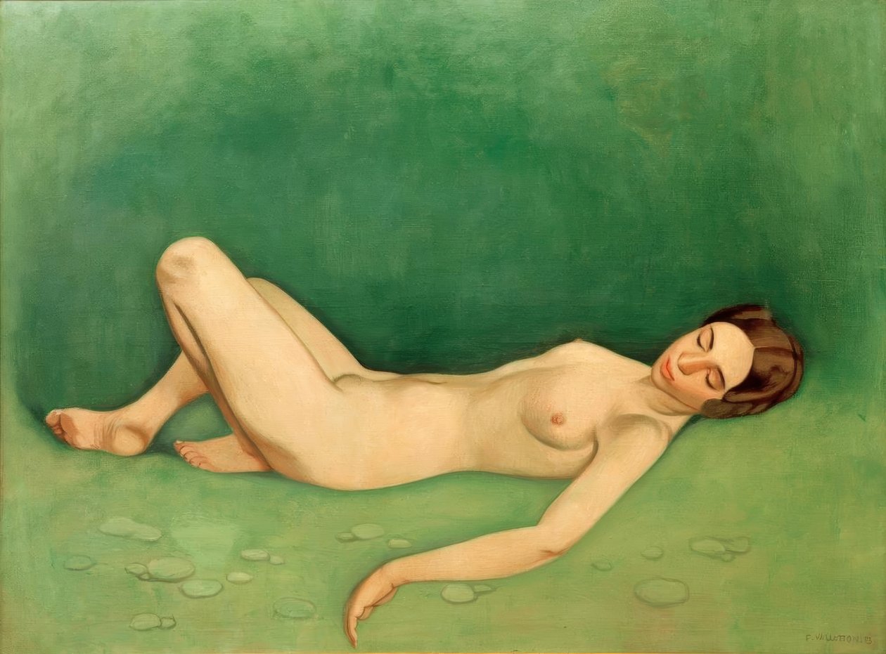 Yıkanan kişi uyuyor (Çıplak kadın yatarken uyuyor) by Felix Edouard Vallotton