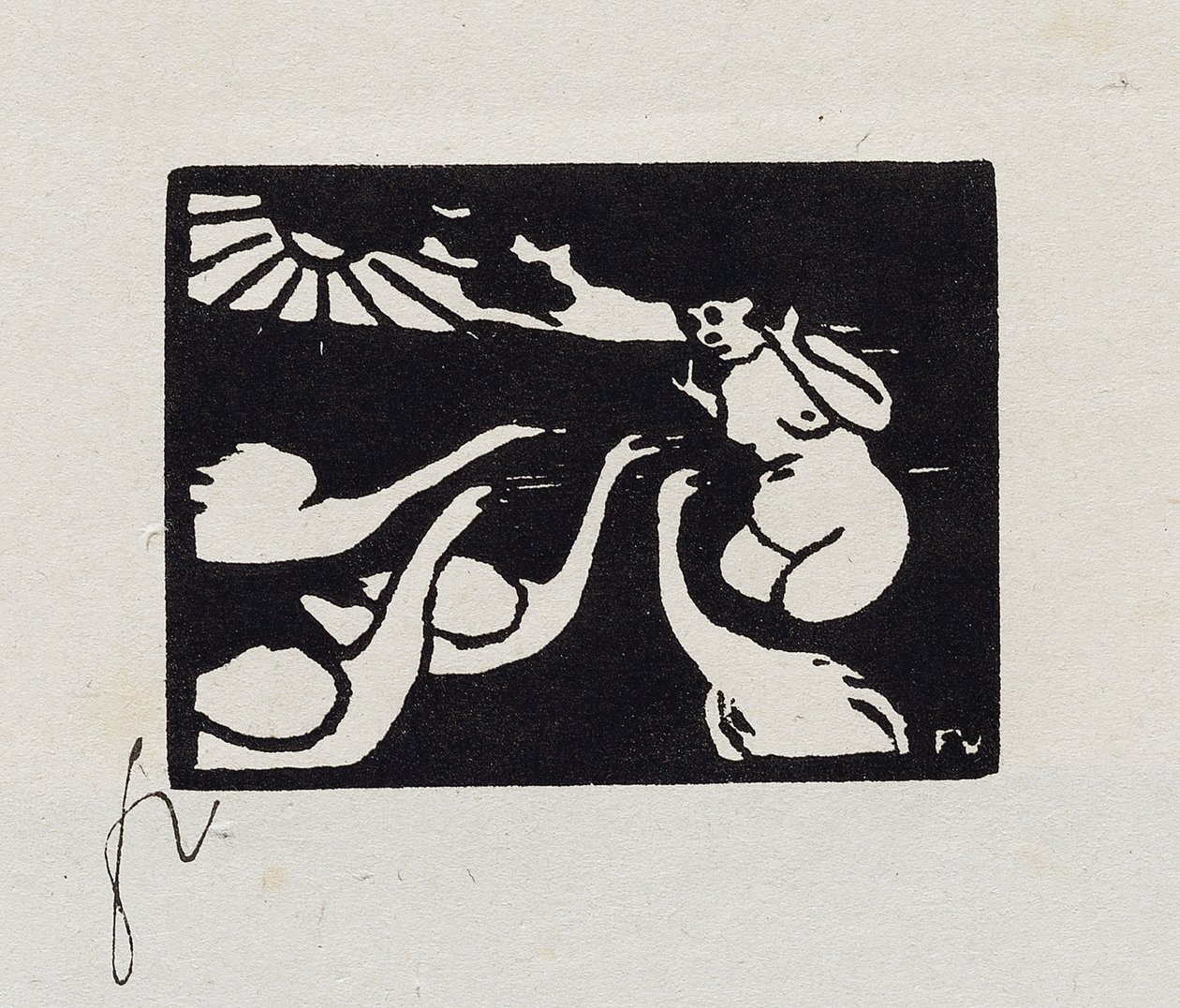 Kuğulu Yüzücü, "Les Petites Baigneuses"den X, 1893 by Felix Edouard Vallotton