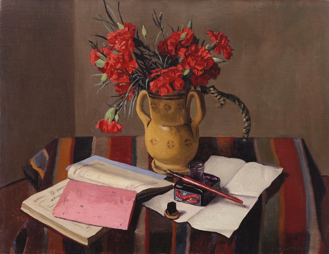 Karanfiller ve Hesap Kitapları, 1925 by Felix Edouard Vallotton