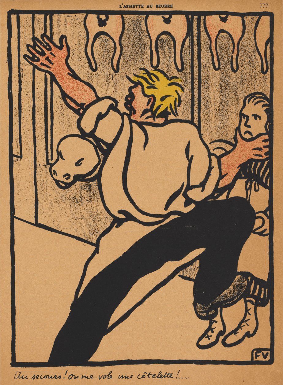 Suçlar ve Cezalar XX, 777: Yardım! Köftelerim çalınıyor! , 1869. by Felix Edouard Vallotton