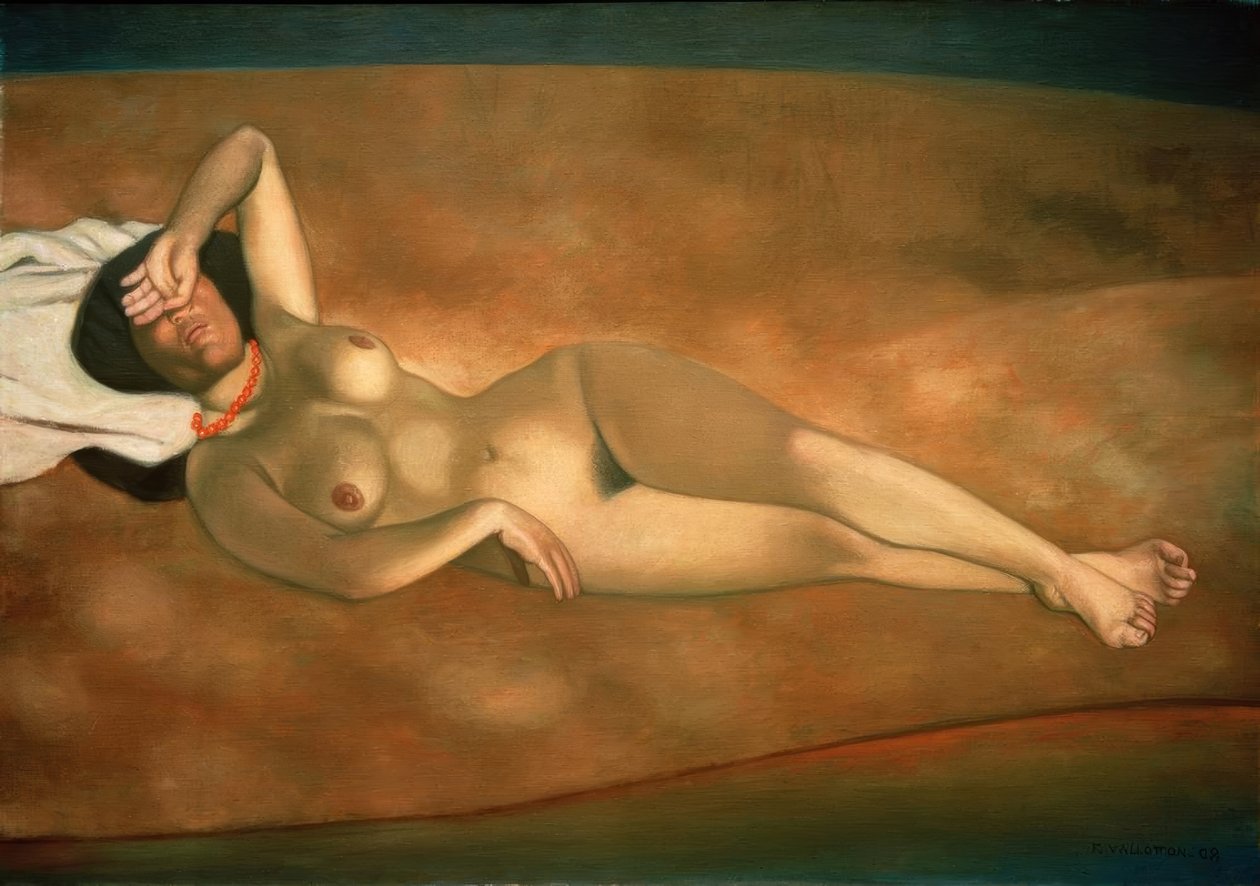 kumda yatan kadın by Felix Edouard Vallotton