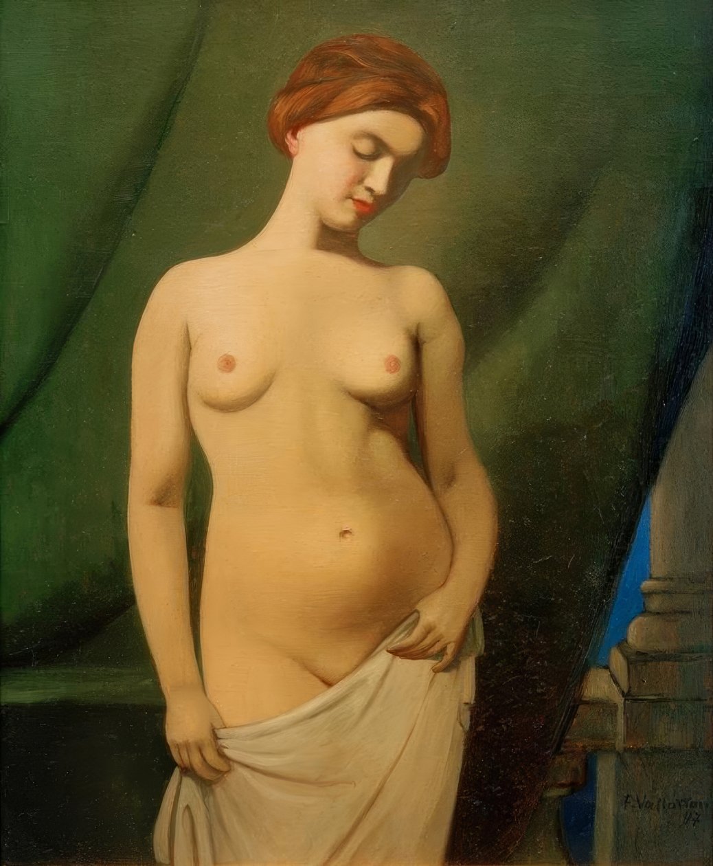 Çıplak kadınlar, yeşil perde by Felix Edouard Vallotton