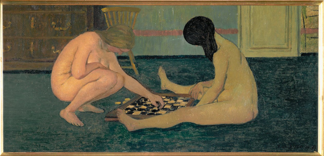 Dama oynayan çıplak kadınlar by Felix Edouard Vallotton