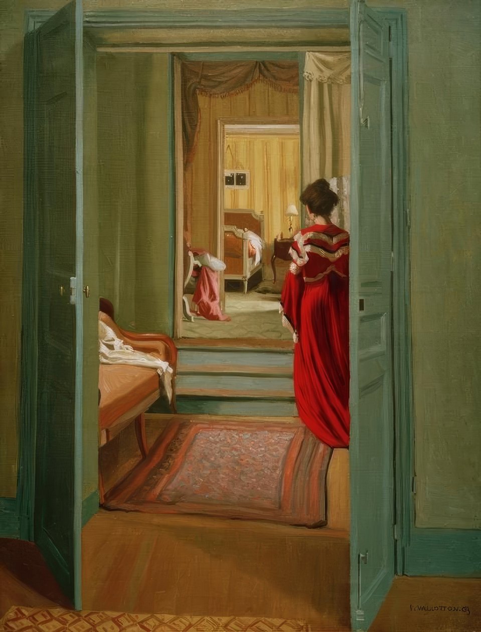 Arkadan drouge kadınla iç by Felix Edouard Vallotton