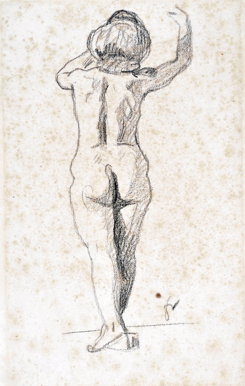 Nu de dos - Felix Vallotton (1865-1925), kağıt üzerine grafit (28x18 cm), 20. yüzyılın başları - Saint Roch bakımevi müzesi, Issoudun - Zorunlu söz by Felix Edouard Vallotton