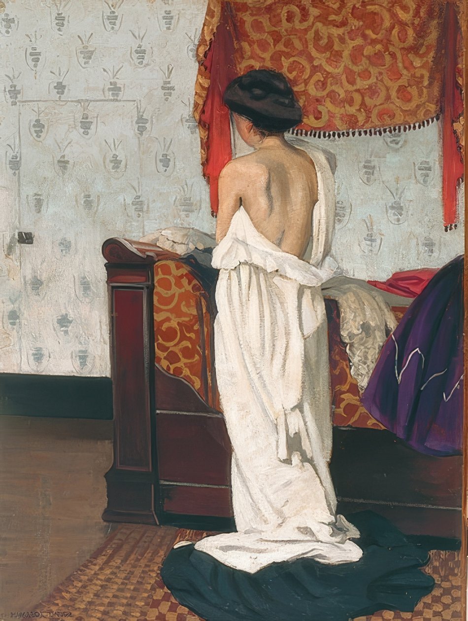 Bir iç mekanda geri hareket. 1902 by Felix Edouard Vallotton