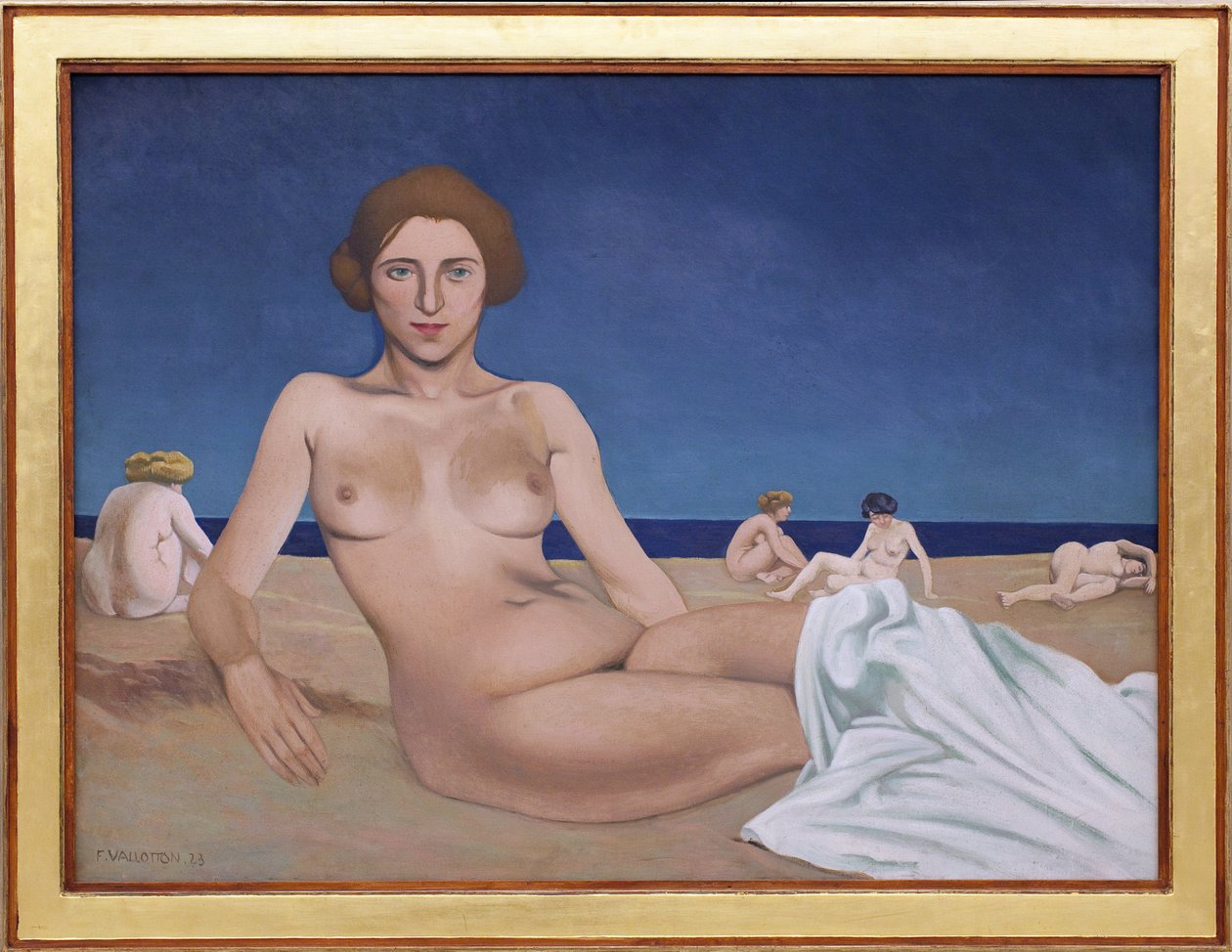 Sahilde güneşlenmek. Felix Edouard Vallotton