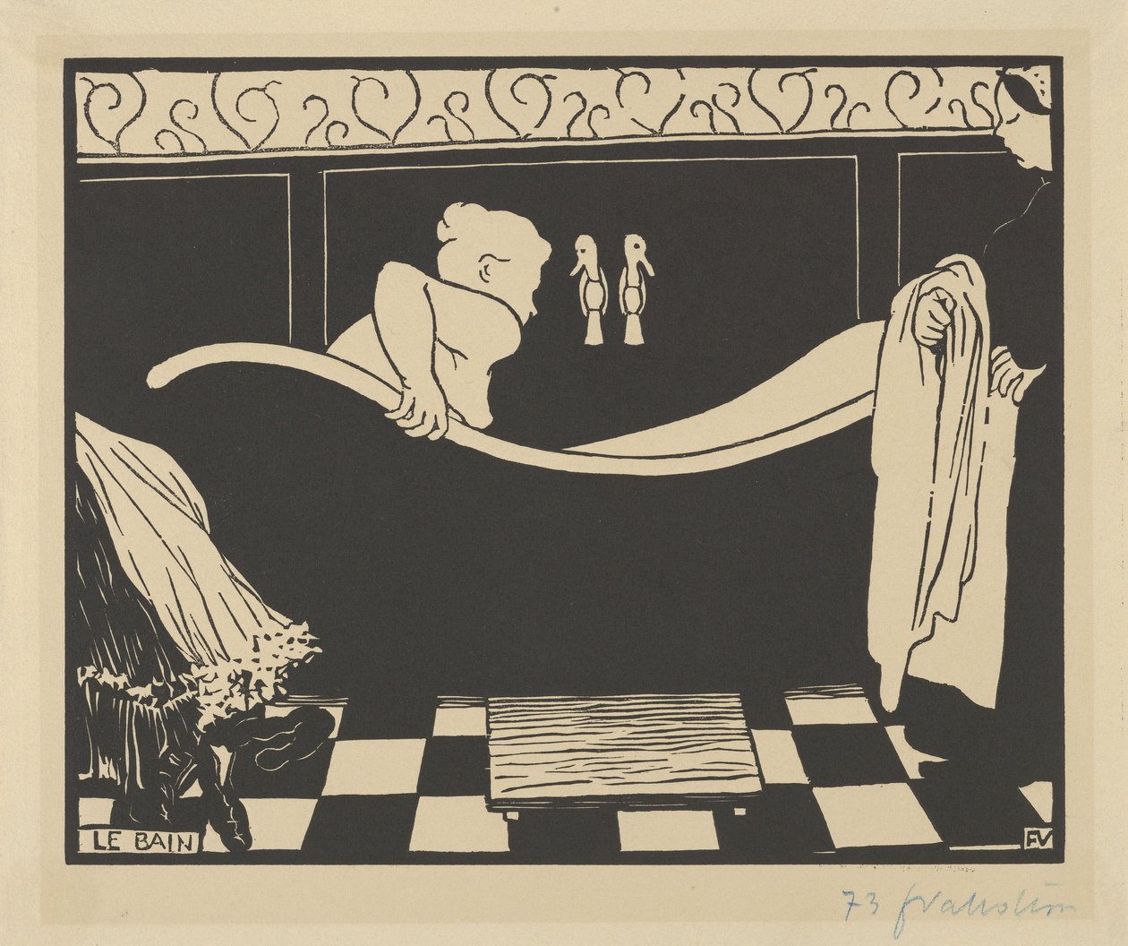 The Bath (Le Bain), 1894 (krem dokuma kağıt üzerine gravür) by Felix Edouard Vallotton