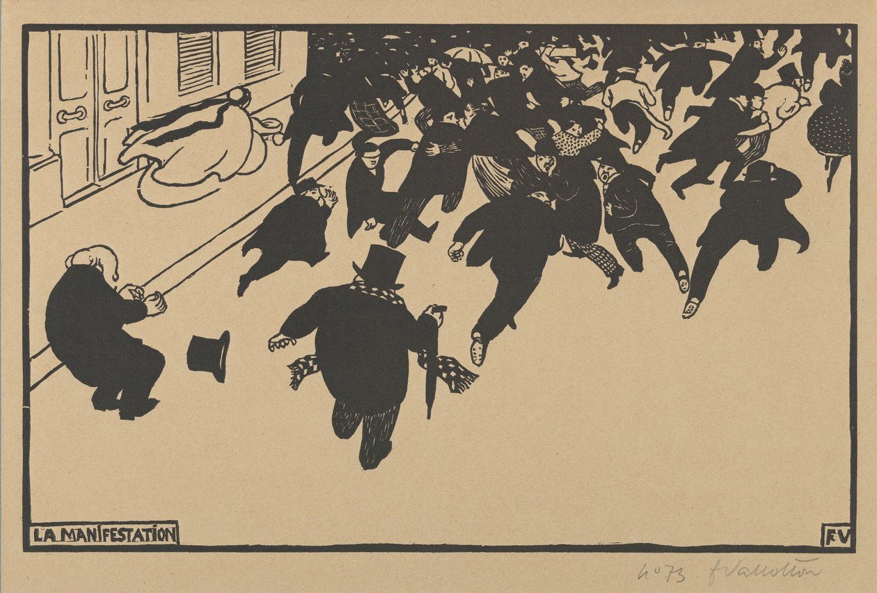 Gösteri (La Manifestation), 1893 (krem dokuma kağıt üzerine gravür) by Felix Edouard Vallotton