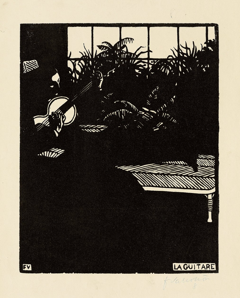 Gitar, "Müzik Aletleri" serisinden, V, 1897 by Felix Edouard Vallotton