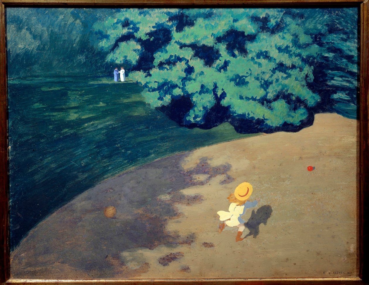 Top oynayan çocukların olduğu top veya köşe parkı Resim Felix Vallotton (1865-1925) 1899 Güneş. 0,48 x 0,61m Paris, Orsay Müzesi by Felix Edouard Vallotton