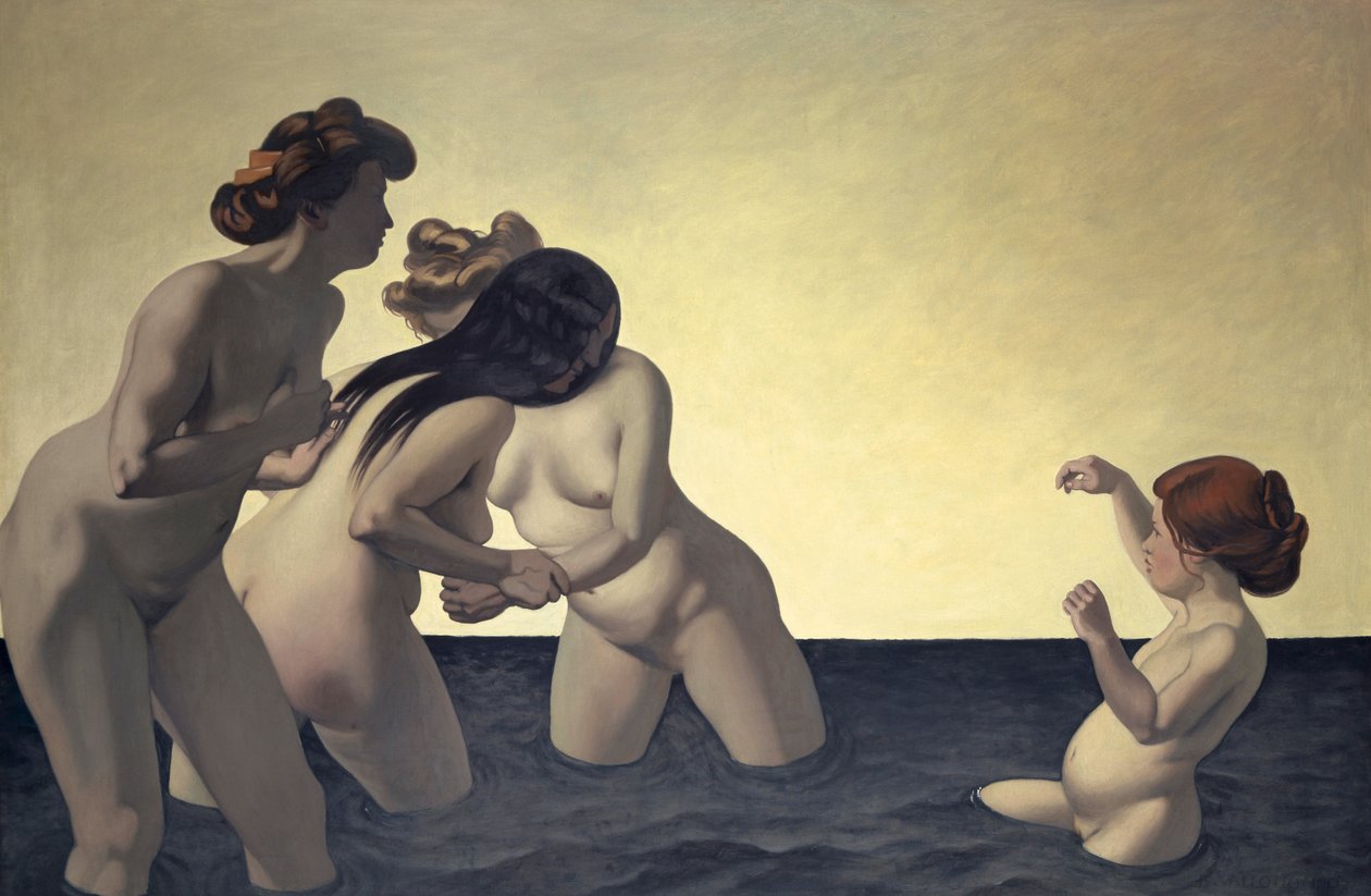 Suda Oynayan Üç Kadın ve Bir Küçük Kız, 1907. by Felix Edouard Vallotton