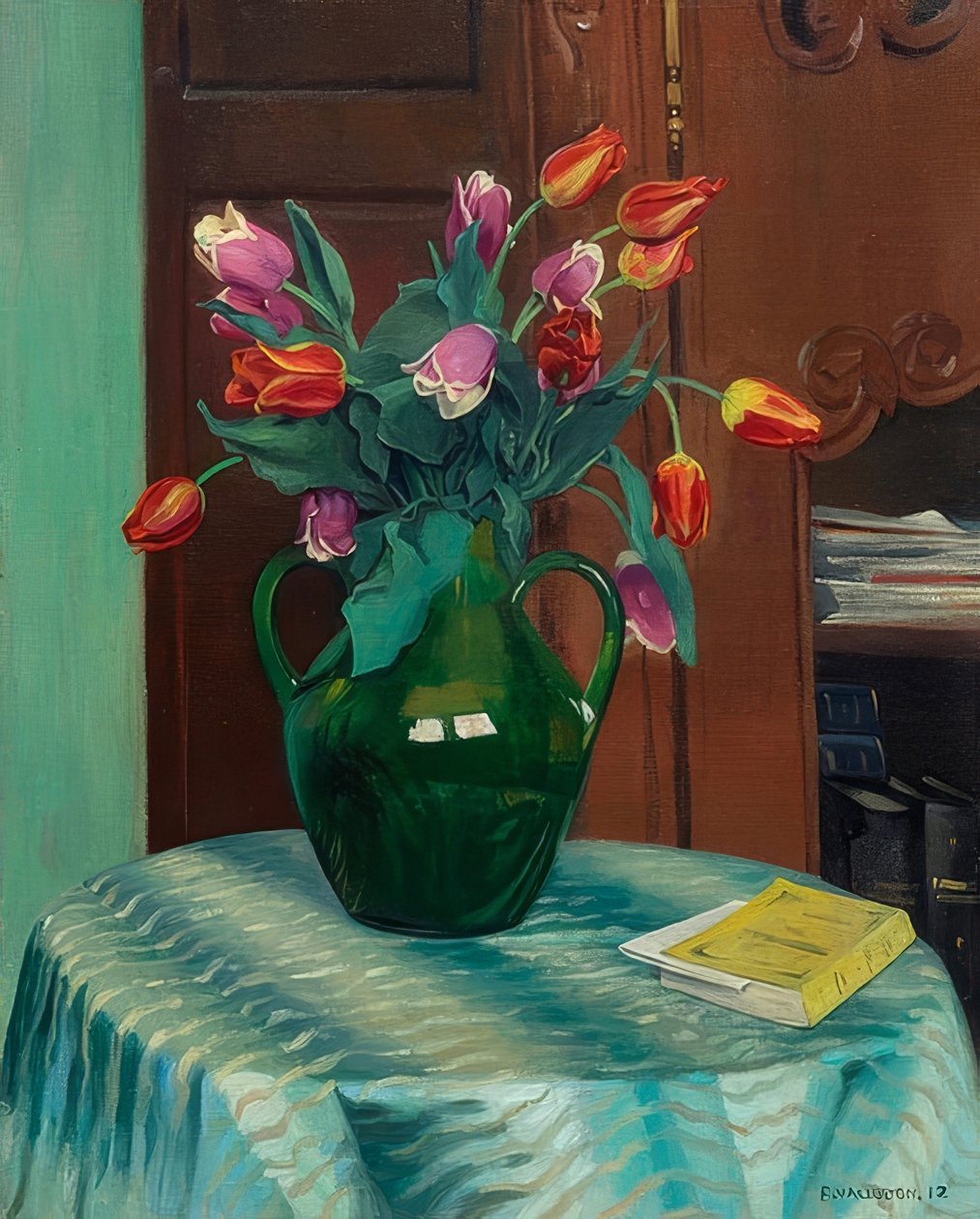 Tulpenstrauß (Pembe ve kırmızı laleler). 1912 by Felix Edouard Vallotton