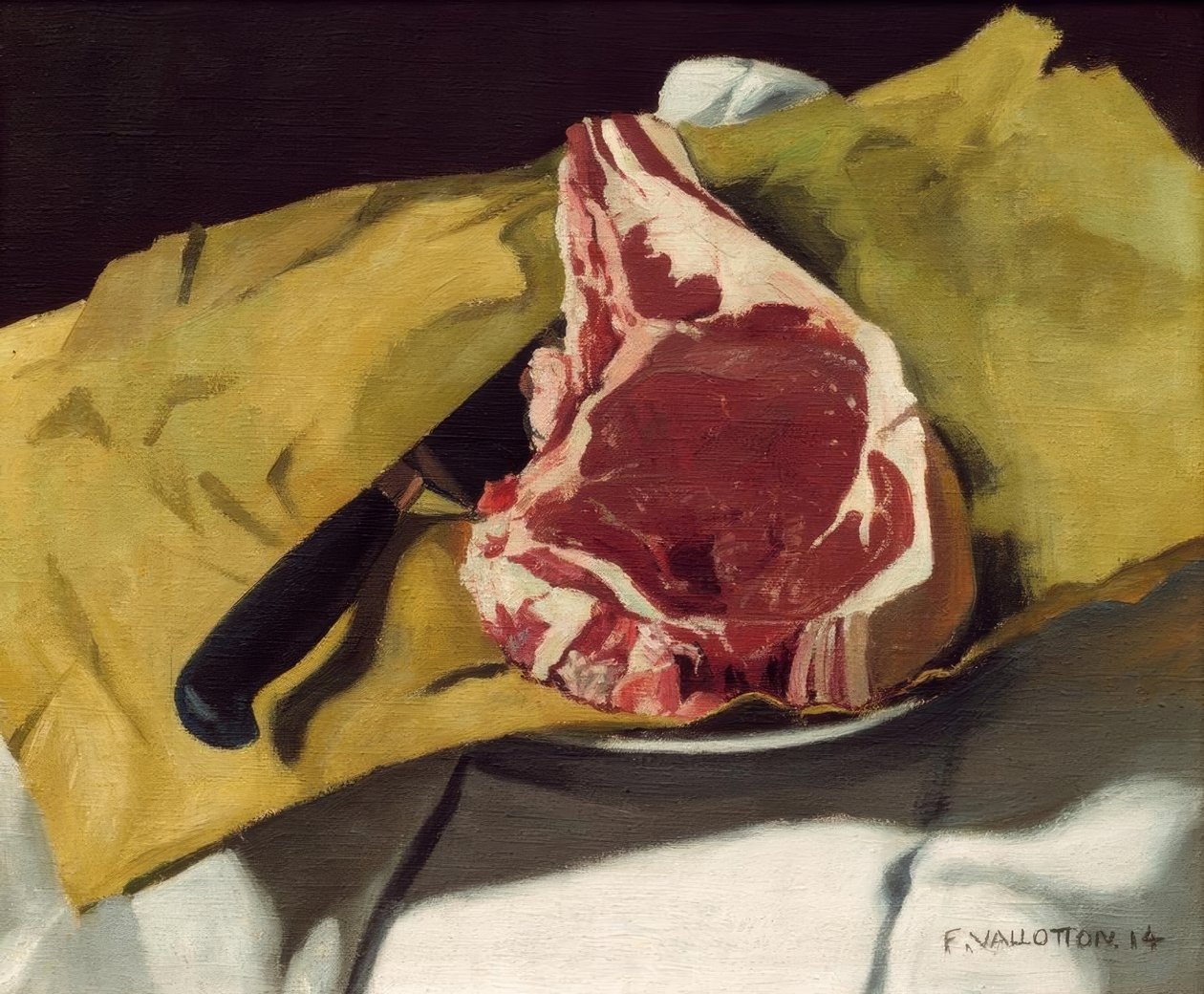 Sarı bir kağıt üzerinde bir antrikot by Felix Edouard Vallotton