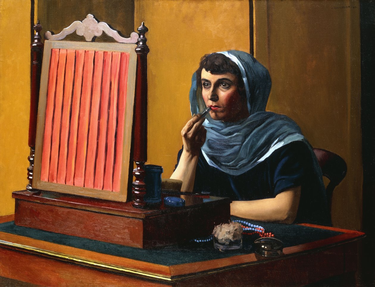 Genç Kadın Ruj Sürerken; Ruj Süren Genç Kadın, 1925 by Felix Edouard Vallotton