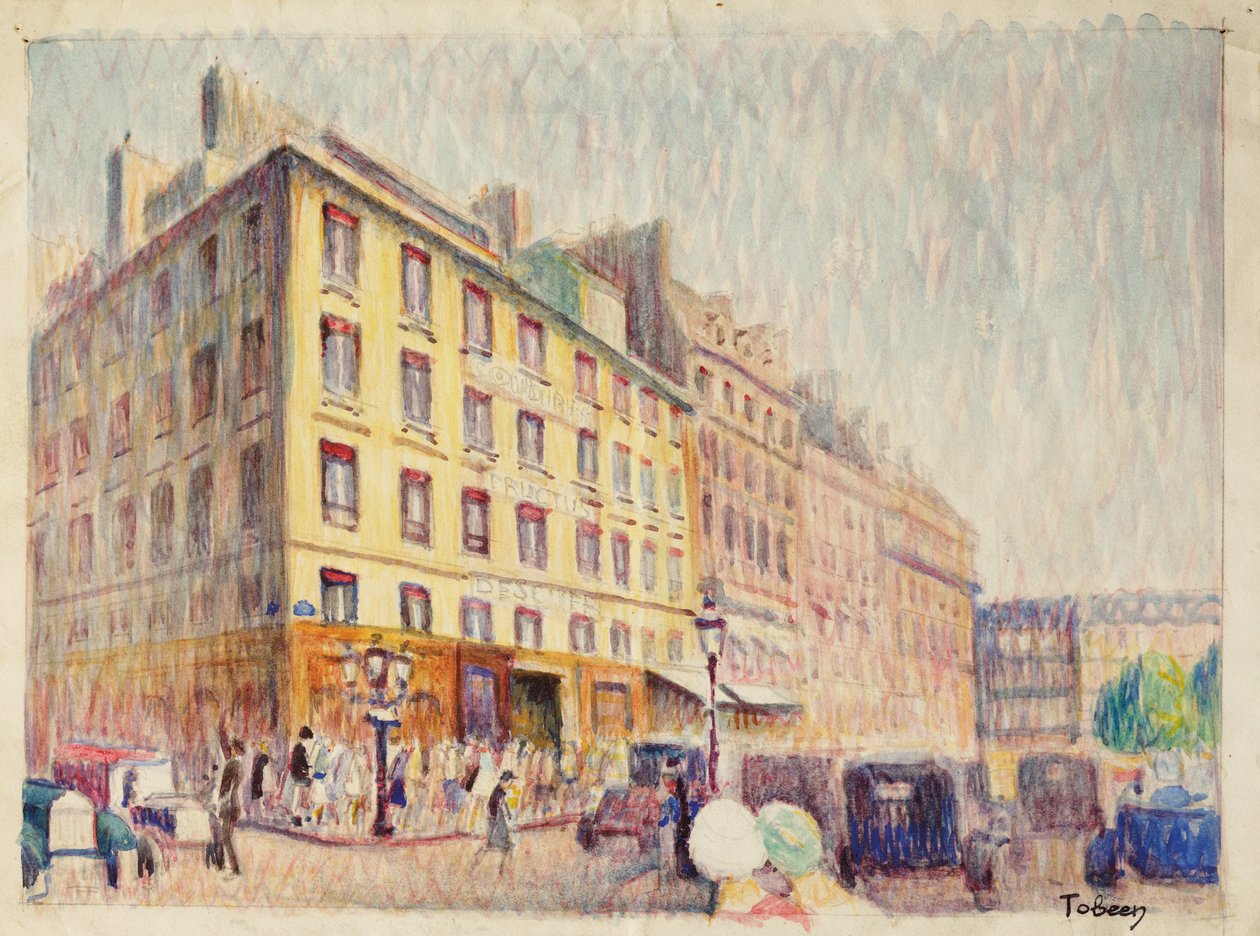 Urban Street (kalem ve kağıt üzerinde w/c) by Felix Elie Tobeen