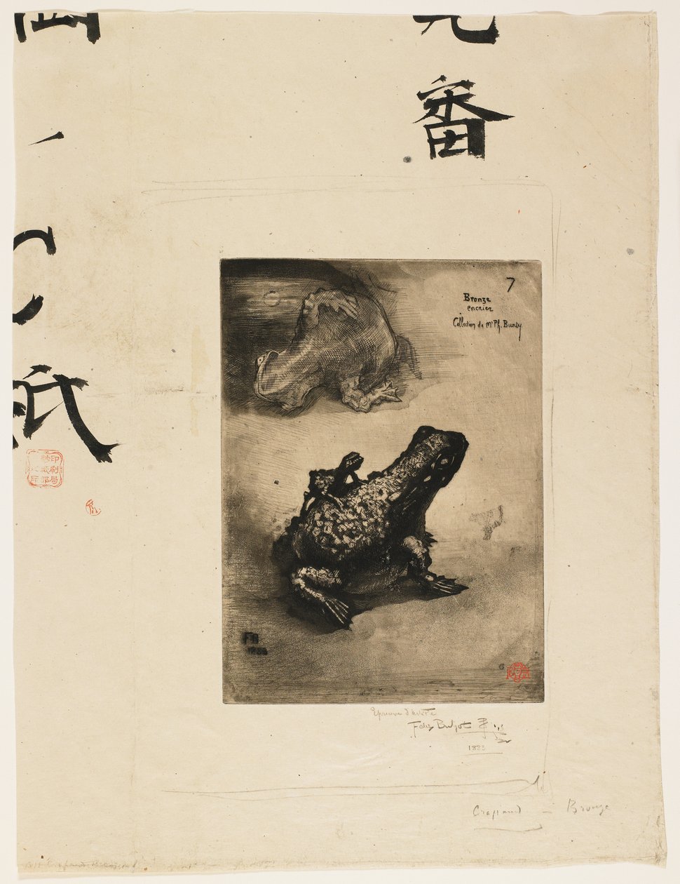 Bronze Frog Inkwell, 1883 (gravür ve aquatint) by Felix Hilaire Buhot