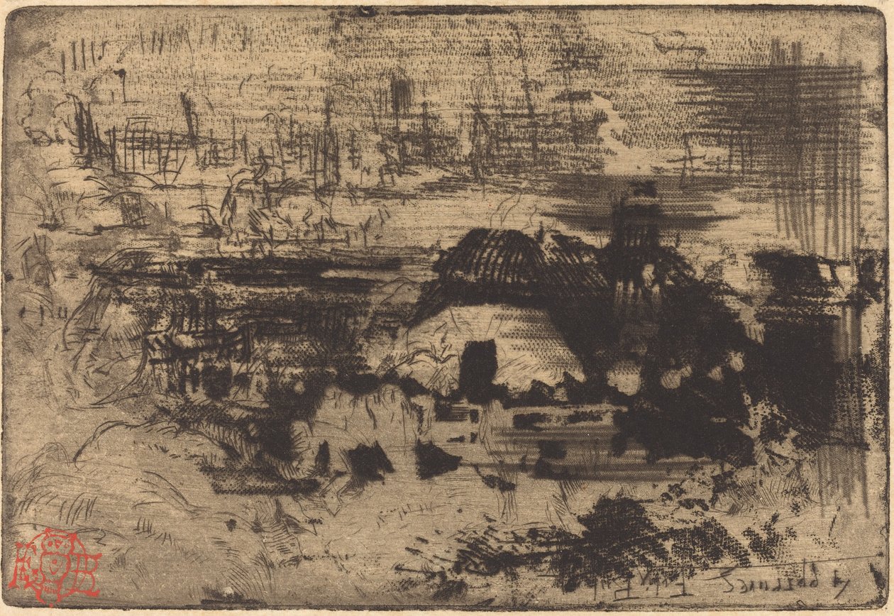 İngiliz Kulübeleri, c. 1879. by Felix Hilaire Buhot