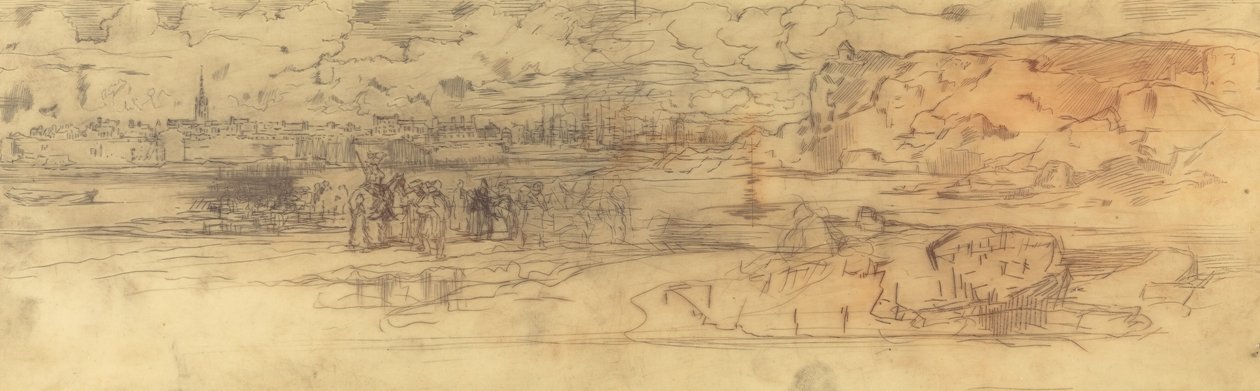 Solda Müstahkem Liman ve Sağda Kayalıklar ile Haliç, c. 1882. by Felix Hilaire Buhot