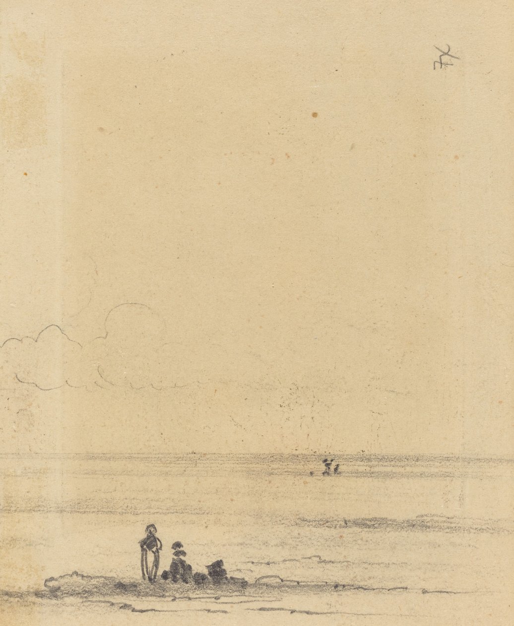Sahildeki Figürler [verso], c. 1875. by Felix Hilaire Buhot