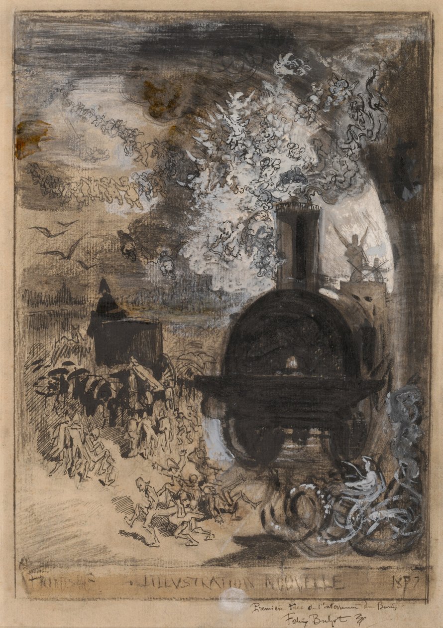 L'Illustration Nouvelle: Burin'in Mezarı, 1877 için ön yazı. by Felix Hilaire Buhot