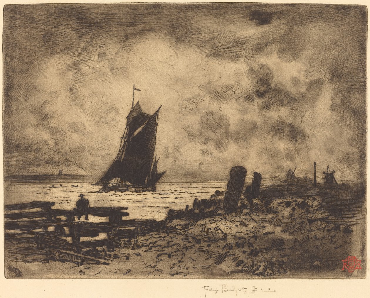 Küçük Donanma - Medway Hatırası by Felix Hilaire Buhot