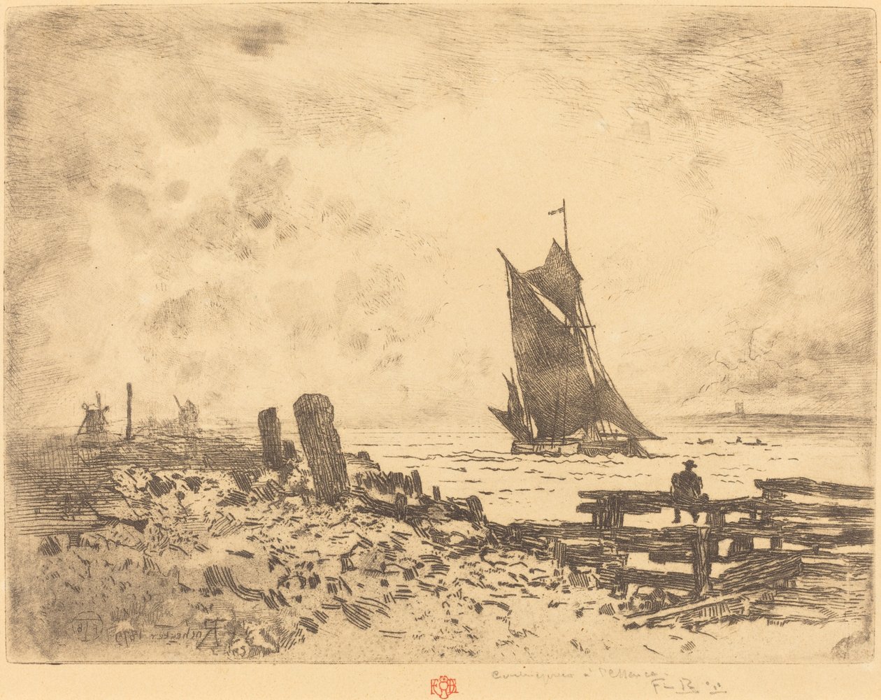 La Petite Marine - Medway hatırası karşı dayanıklı, 1879. by Felix Hilaire Buhot
