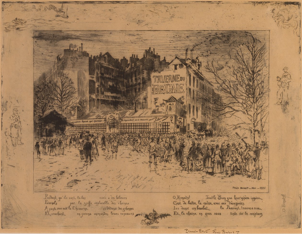Place des Martyrs ve Hapishane Tavernası by Felix Hilaire Buhot