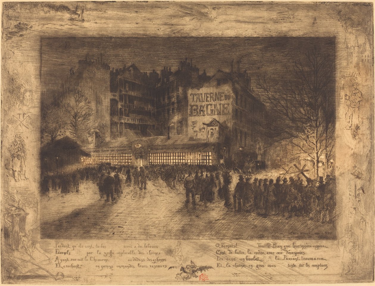 Place des Martyrs ve Hapishane Tavernası by Felix Hilaire Buhot