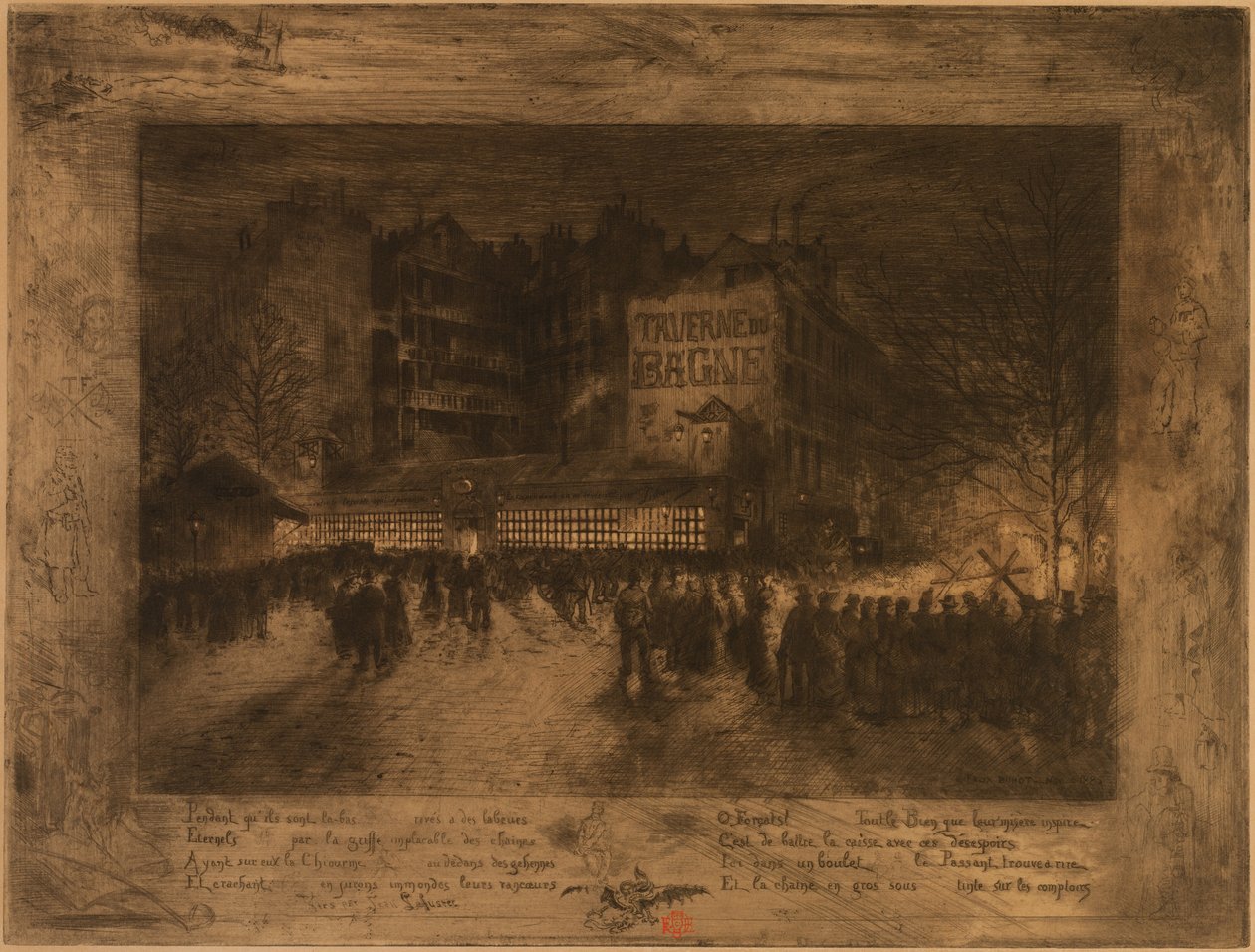 Place des Martyrs ve Bagne Tavernası by Felix Hilaire Buhot