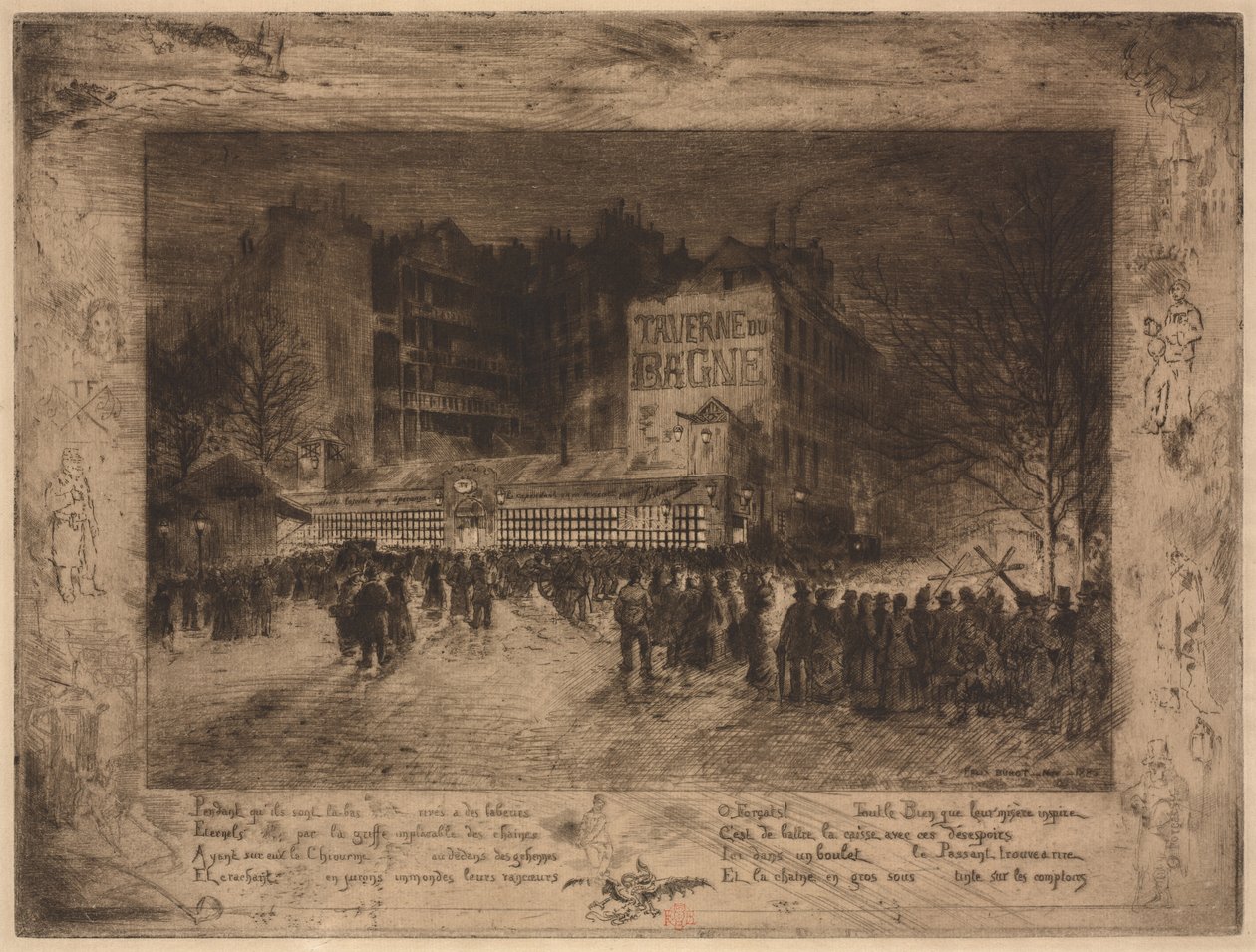 Place des Martyrs ve Bagne Tavernası by Felix Hilaire Buhot