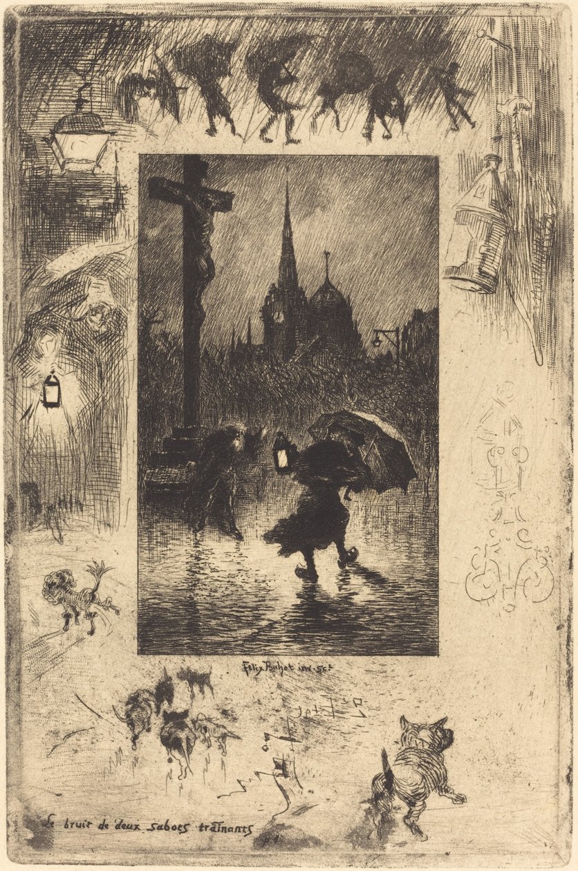 Karışan iki takunyanın sesi..., 1878. by Felix Hilaire Buhot