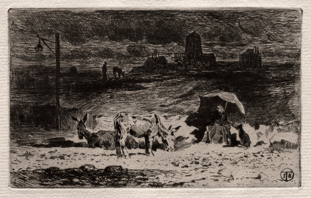 Cailles Tepesi'ndeki Eşekler by Felix Hilaire Buhot