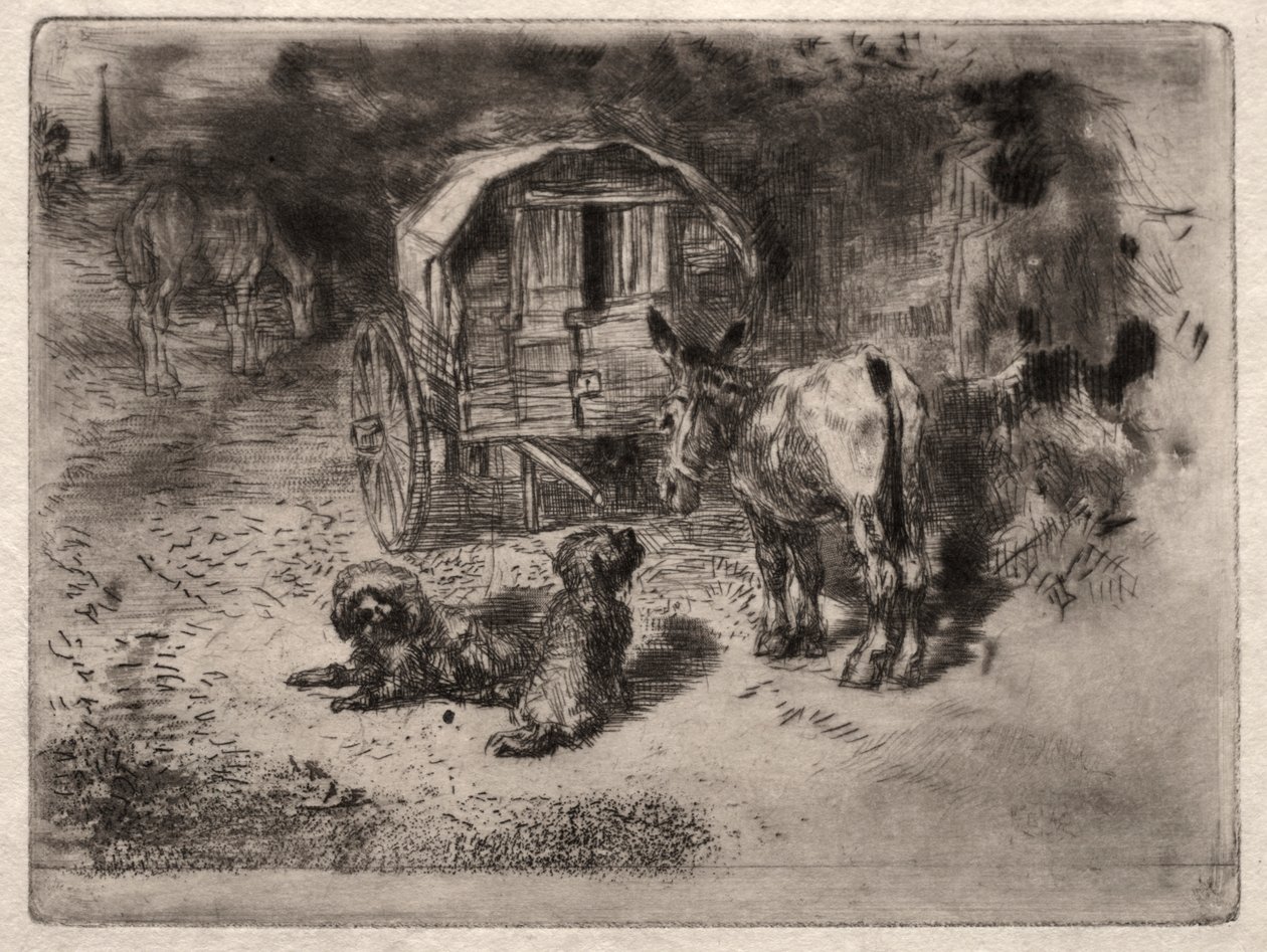 Ev Muhafızları veya Saltimbanque Dostları by Felix Hilaire Buhot
